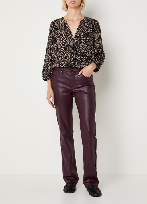 NYDJ Marilyn mid waist straight leg jeans met gekleurde wassing - voorkant 3 aubergine