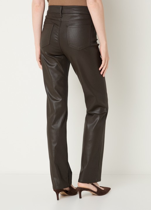 NYDJ Marilyn mid waist straight leg jeans met gekleurde wassing - achterkant bruin