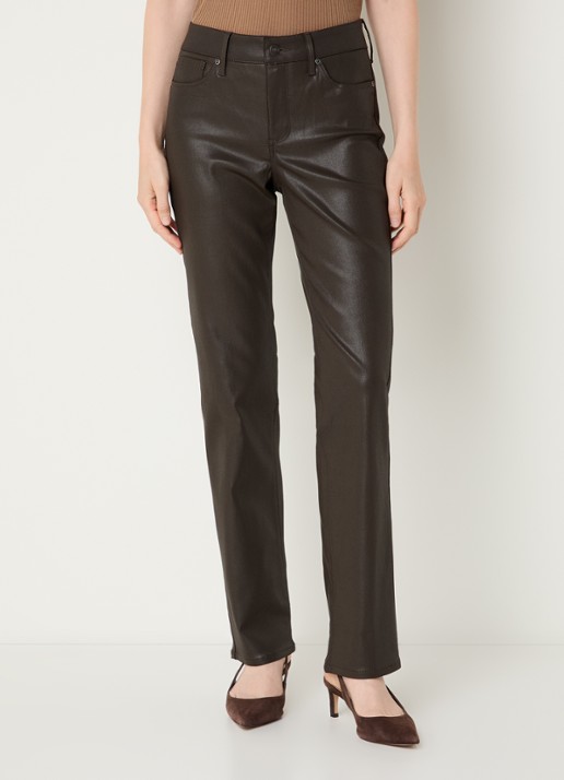 NYDJ Marilyn mid waist straight leg jeans met gekleurde wassing - detail 2 bruin
