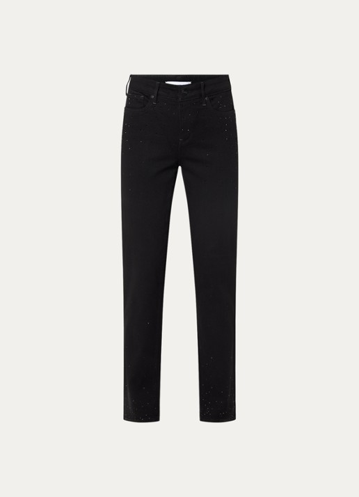 NYDJ Marylin high waist straight leg jeans met strass - voorkant 3 zwart
