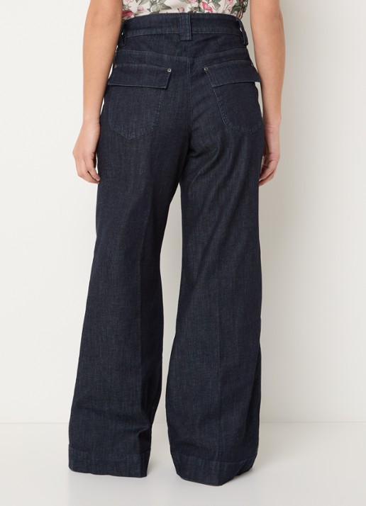 NYDJ Mia high waist wide leg jeans met ceintuur - achterkant indigo