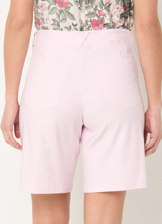 NYDJ Mid waist straight fit korte broek in linnenblend - achterkant 2 lichtroze