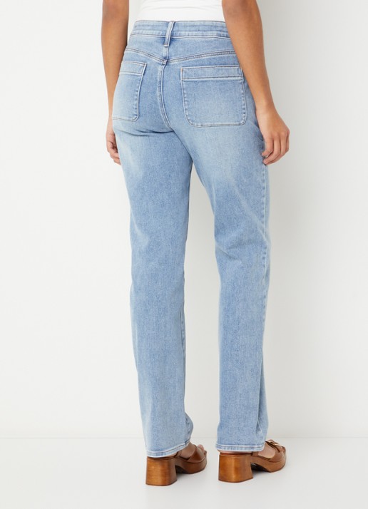 NYDJ Mid waist straight leg jeans met lichte wassing - achterkant indigo