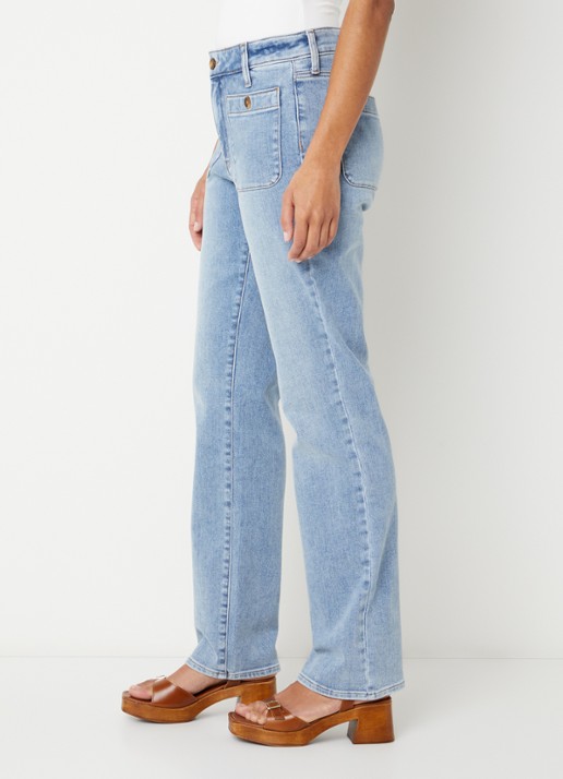 NYDJ Mid waist straight leg jeans met lichte wassing - detail 3 indigo