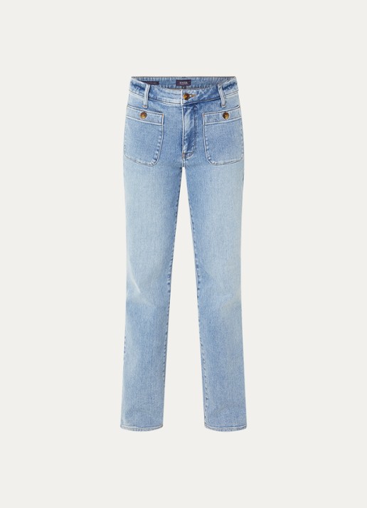 NYDJ Mid waist straight leg jeans met lichte wassing - voorkant 4 indigo