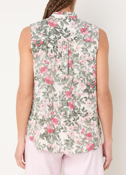 NYDJ Mouwloze blouse met bloemenprint - achterkant geel