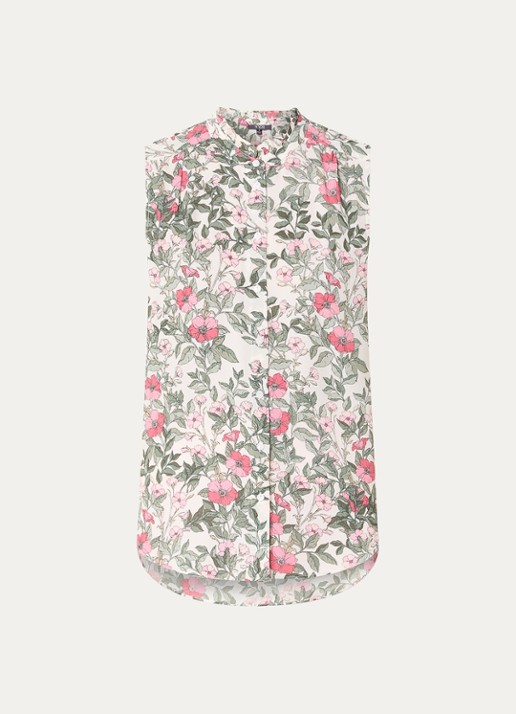 NYDJ Mouwloze blouse met bloemenprint - voorkant 2 geel