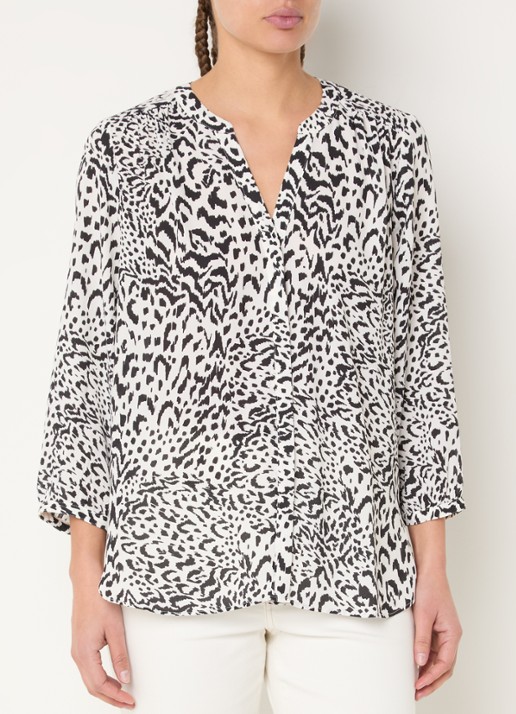 NYDJ Pintuck blouse met V-hals en print