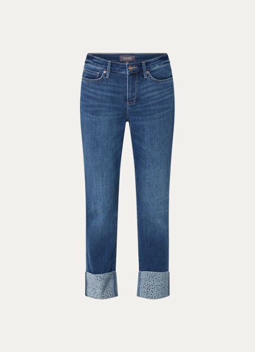 NYDJ Sheri mid waist slim fit jeans met strass - voorkant 3 indigo