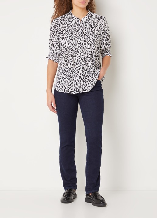 NYDJ Sheri mid waist slim fit jeans met stretch - voorkant 2 donkerblauw