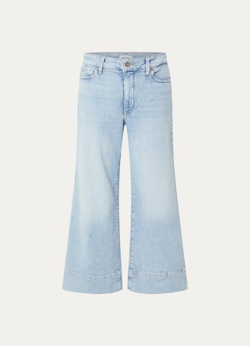 NYDJ Teresa high waist wide leg jeans met lichte wassing - voorkant indigo