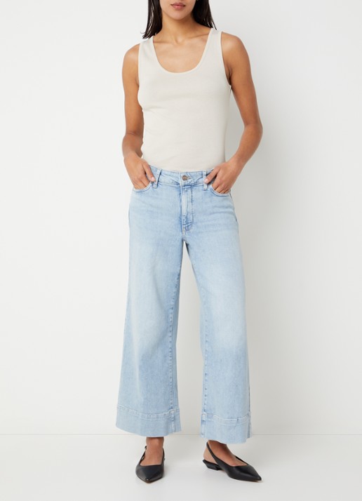 NYDJ Teresa high waist wide leg jeans met lichte wassing - voorkant 2 indigo