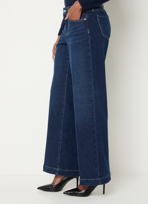 NYDJ Teresa high waist wide leg jeans met steekzakken - detail 3 indigo