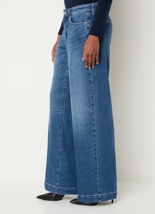 NYDJ Teresa high waist wide leg jeans met steekzakken - detail 5 donkerblauw
