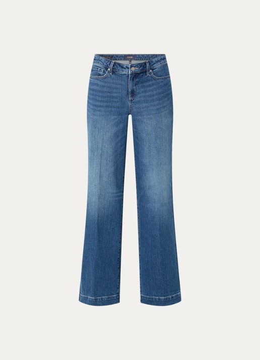 NYDJ Teresa high waist wide leg jeans met steekzakken - voorkant 2 donkerblauw
