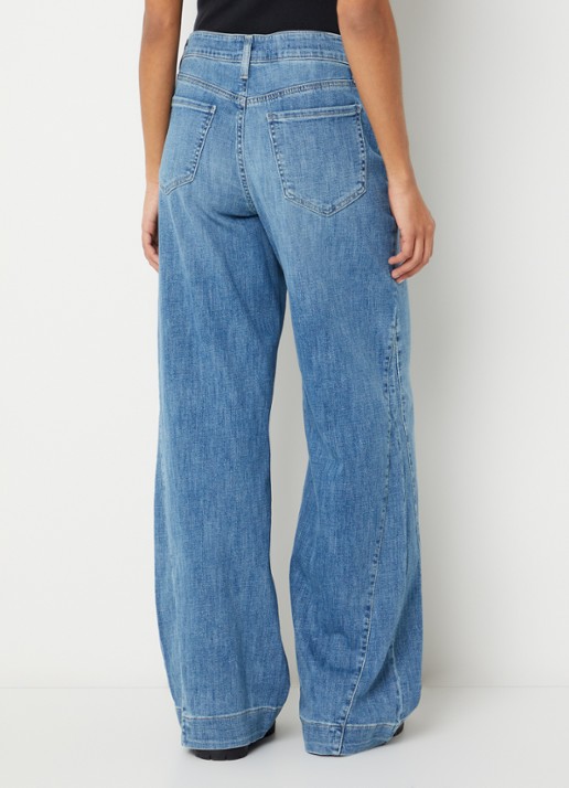 NYDJ Teresa low waist wide fit jeans met steekzakken - achterkant kobaltblauw