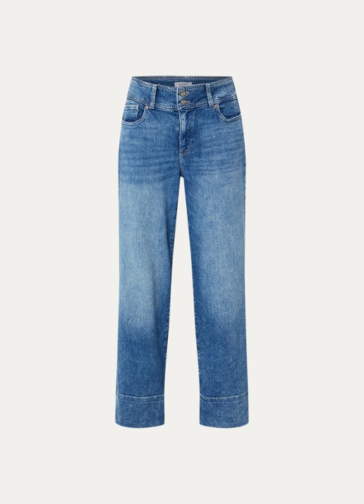 NYDJ Teresa mid waist wide leg jeans met medium wassing - voorkant 3 indigo