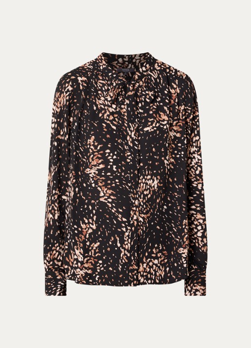 NYDJ Tuniek met print en strikkraag - voorkant 2 bruin