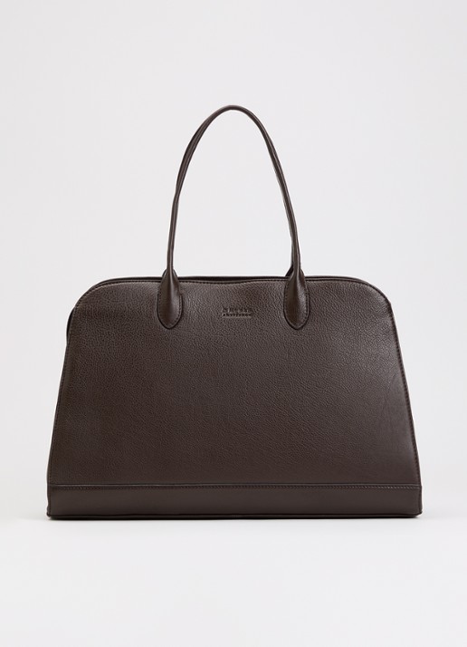 O My Bag Alma schoudertas van leer met 16 inch laptopvak  - voorkant 5 chocoladebruin