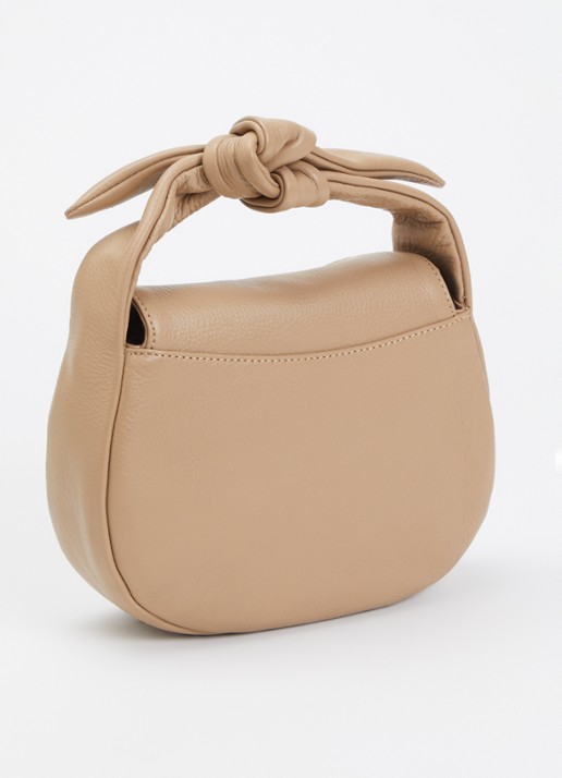 O My Bag Coco Croissant handtas van leer met afneembare schouderriem - achterkant 5 donkerbeige