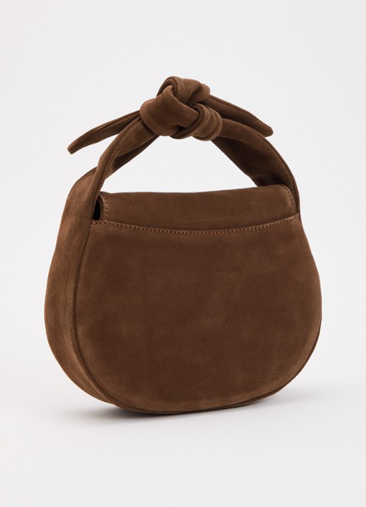 O My Bag Coco Croissant handtas van suède met afneembare schouderiem - achterkant 5 donkerbruin
