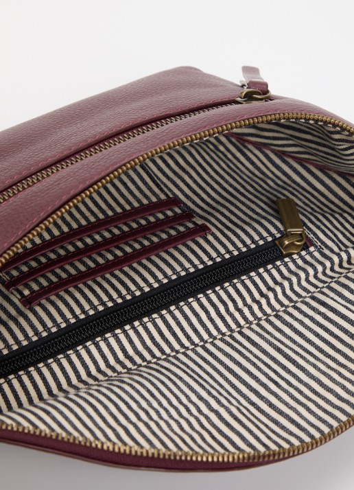 O My Bag Drew schoudertas van leer - detail kersenrood
