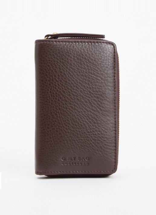 O My Bag Jett portemonnee van leer - voorkant chocoladebruin