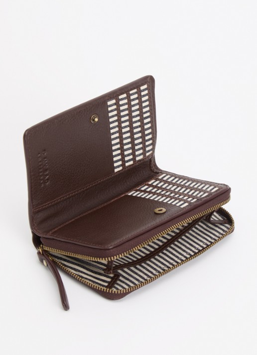 O My Bag Jett portemonnee van leer - voorkant 2 chocoladebruin