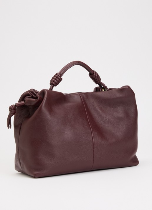 O My Bag Kiki Midi handtas van leer met afneembare schouderriem  - achterkant 4 kersenrood