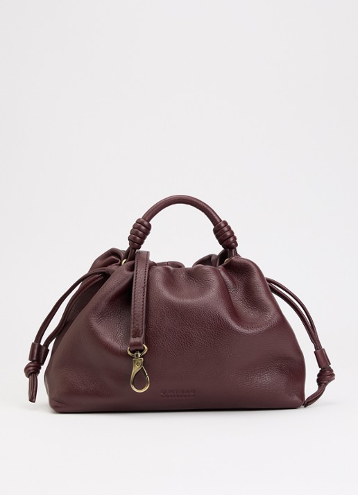 O My Bag Kiki Midi handtas van leer met afneembare schouderriem  - voorkant 5 kersenrood