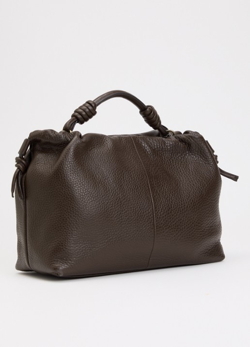 O My Bag Kiki Midi handtas van leer met afneembare schouderriem  - achterkant chocoladebruin