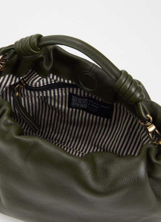 O My Bag Kiki Midi handtas van leer met afneembare schouderriem  - detail mosgroen