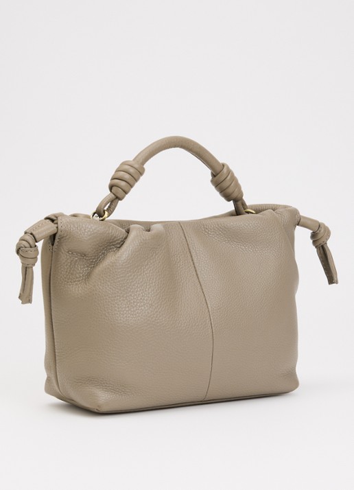 O My Bag Kiki Mini handtas van leer met afneembare schouderriem  - achterkant taupe