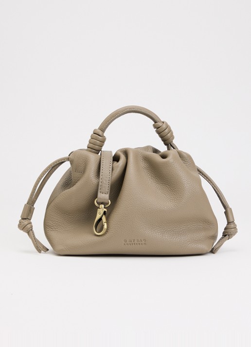 O My Bag Kiki Mini handtas van leer met afneembare schouderriem  - voorkant 2 taupe