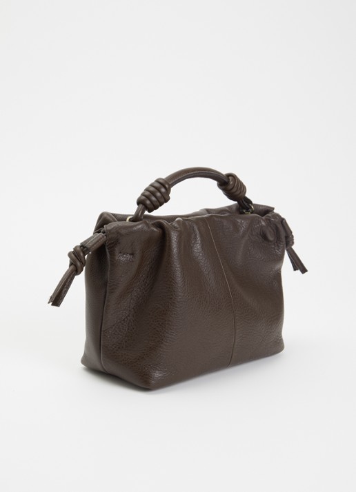 O My Bag Kiki Mini handtas van leer met afneembare schouderriem  - achterkant chocoladebruin