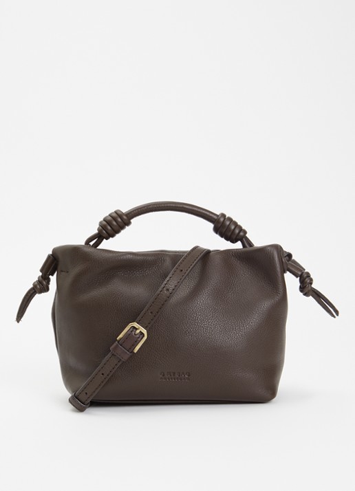 O My Bag Kiki Mini handtas van leer met afneembare schouderriem  - voorkant 2 chocoladebruin