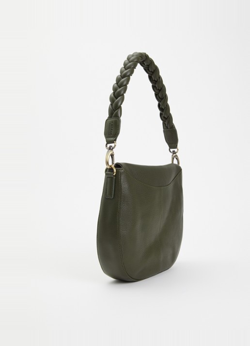 O My Bag Lana handtas van leer met afneembare schouderriem  - achterkant mosgroen