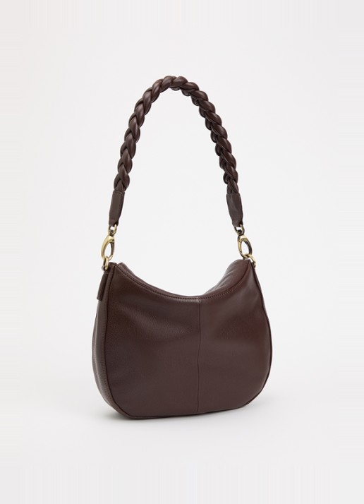 O My Bag Lana schoudertas van leer met gevlochten detail - achterkant 5 bruin