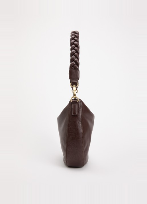 O My Bag Lana schoudertas van leer met gevlochten detail - detail 3 bruin