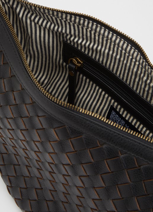 O My Bag Leo Maxi schoudertas van leer met afneembare schouderriem - detail 2 zwart