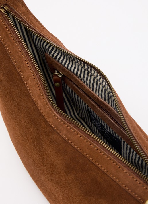 O My Bag Leo Midi crossbodytas van suède - detail cognac