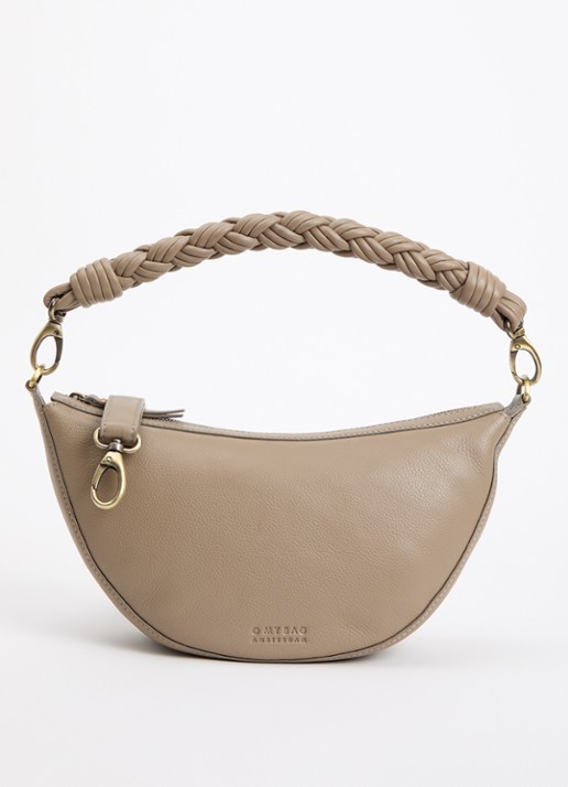 O My Bag Leo Midi schoudertas van leer met afneembare schouderriem  - voorkant 5 donkerbeige