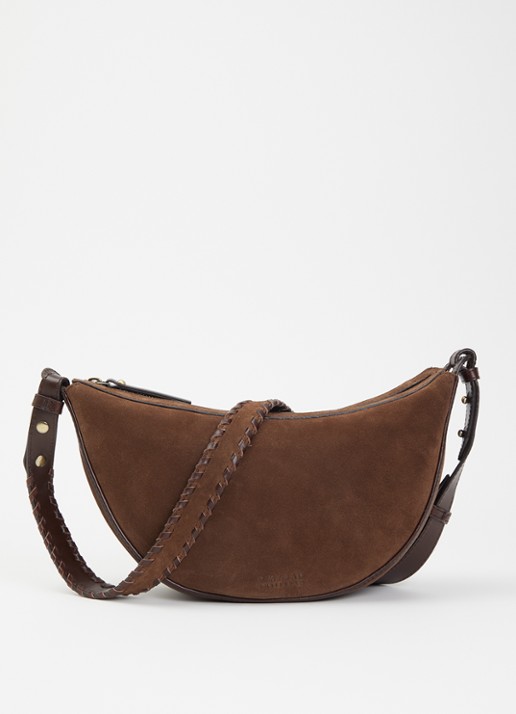 O My Bag Leo Midi schoudertas van suéde met details van leer  - voorkant 5 chocoladebruin