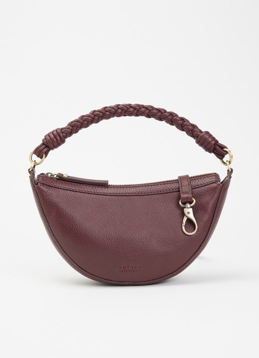 O My Bag Leo Mini handtas van leer met afneembare schouderriem  - voorkant aubergine