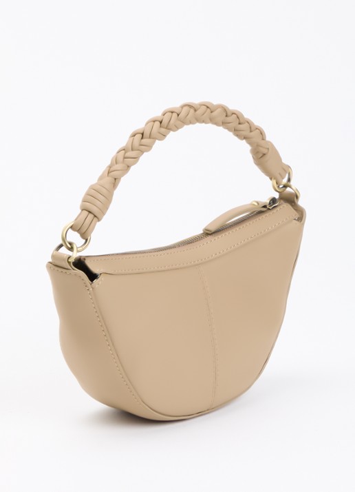 O My Bag Leo Mini handtas van leer met afneembare schouderriem - achterkant 4 zand