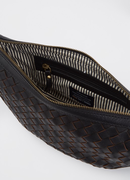 O My Bag Leo schoudertas van leer met afneembare schouderriem - detail 3 zwart