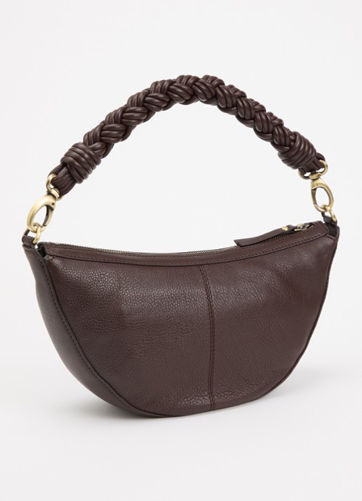 O My Bag Leo schoudertas van leer met gevlochten detail - achterkant 2 bruin