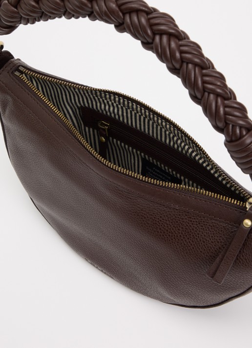 O My Bag Leo schoudertas van leer met gevlochten detail - detail 3 bruin