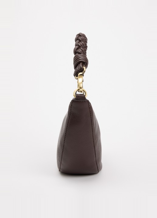 O My Bag Leo schoudertas van leer met gevlochten detail - detail 4 bruin