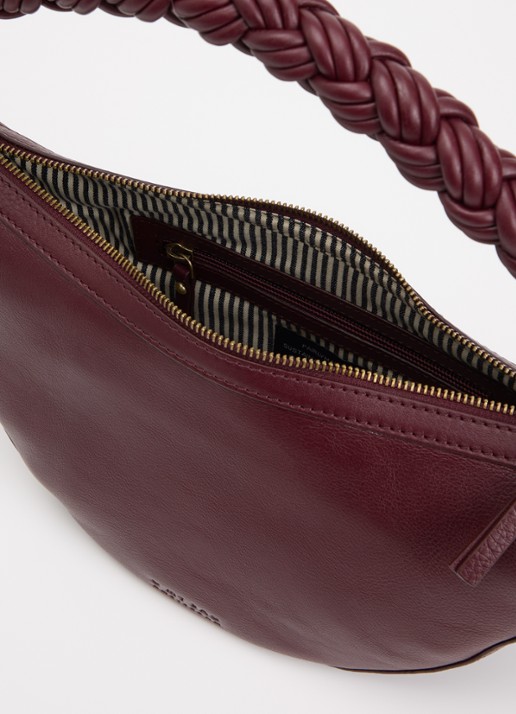 O My Bag Leo schoudertas van leer met gevlochten detail - detail 2 bordeauxrood
